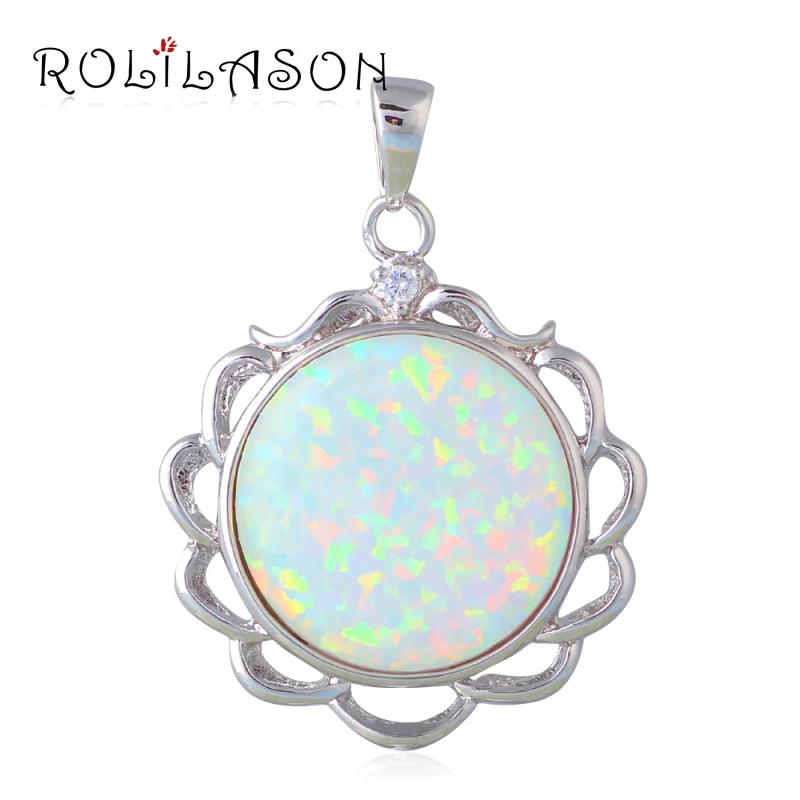 

Promotion Glam Luxe Mysterious Necklaces jewellery Round White Fire Opal Sterling Silver Pendants Australia OP598