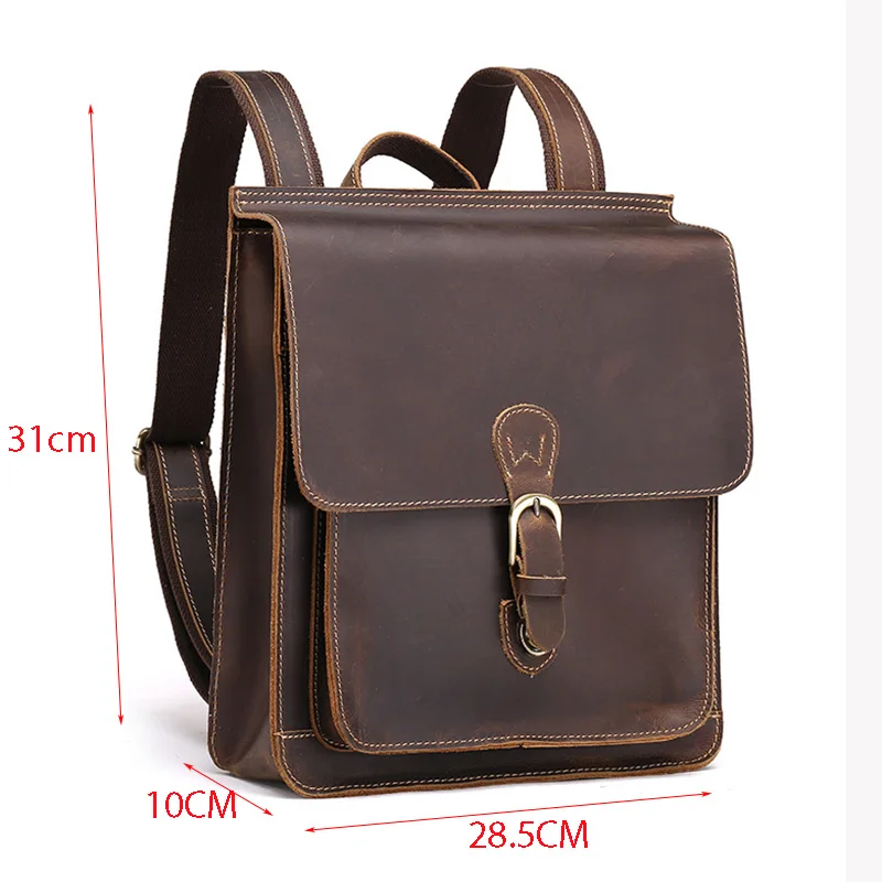 Title 1, Mochila de cuero Crazy Horse para hombre con cu...