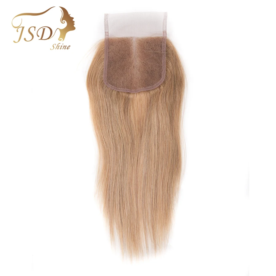 JSDShine 100% бразильские человеческие волосы прямые 10-20 дюймов 4*4 Кружева Закрытие цвет #27 не завитые здоровые волосы 1 шт./лот Бесплатная