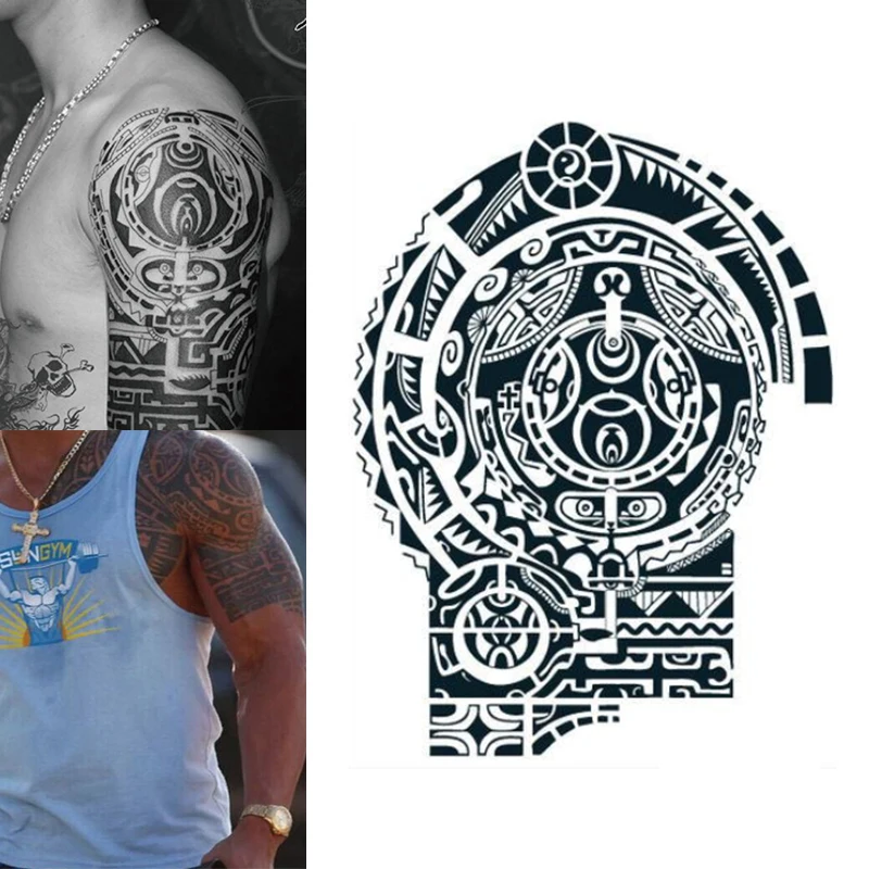 Shellhard 1 Sheet Men Arm Left Shoulder Tattoo Stickers Shoulder Temporary Tattoo Waterproof Removable Stickers For Body Art