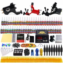 Стартер для начинающих, полный Профессиональный набор для татуировок, набор для тату-машины, роторные пулеметы, 54 Чернила, блок питания, набор ручек TK355