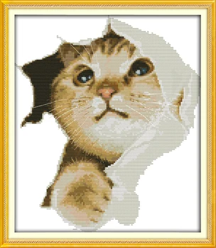 

The Cute Cat Counted Cross-Stitching 11CT Printed 14CT Handmade Cross Stitch Set Animals Cross-stitch Kits Embroidery Needlework