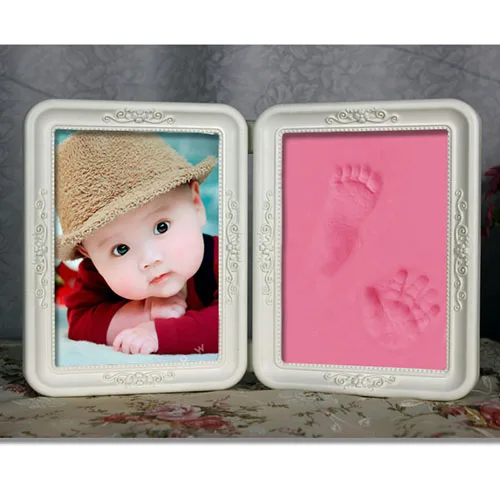 Детский Набор для изготовления следов от руки, глина для новорожденных, ручная Подушечка для ног, ПЛАСТИЛИНОВАЯ модель, литье, сделай сам, игрушка для новорожденных, взросление, сувенир - Цвет: Розовый