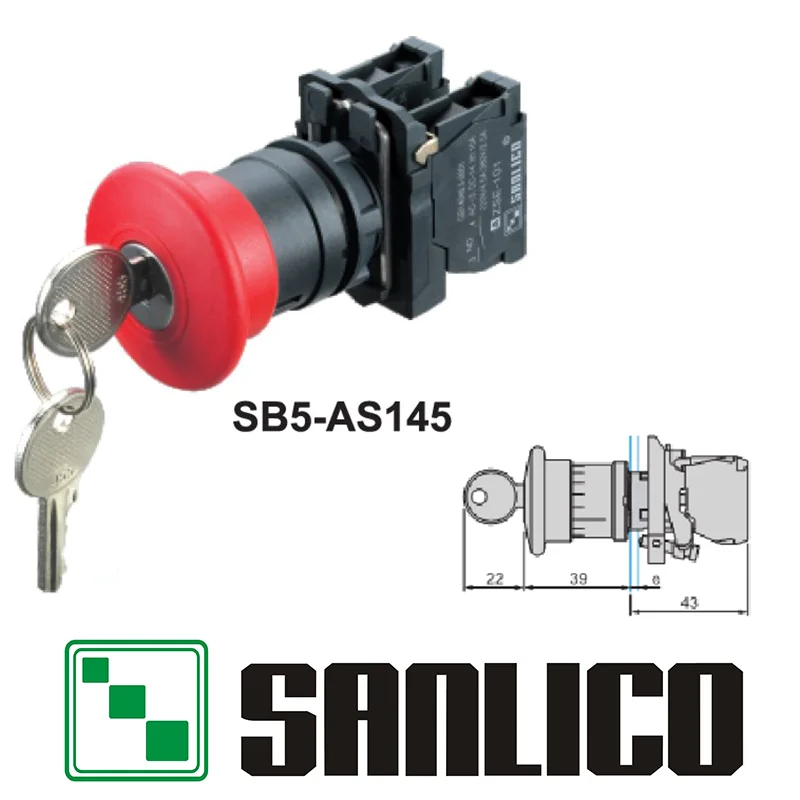 

waterproof emgerency stop mushroom head push button switch SB5(LA68S XB5)-AS145 key release
