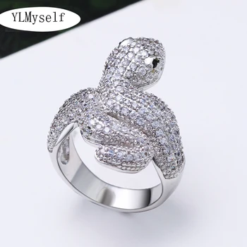 

Great Cute Snake Rings Micro Pave AAA White Zircon Lovely Animal rings Female Luxury Pretty Copper jewerly Best gifts