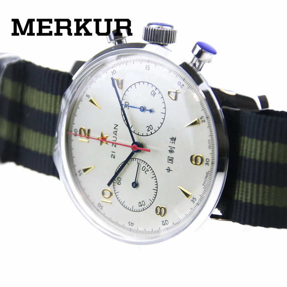 

Mens Seagull Chronograph watch handwinding Reissue 304 1963 42MM Exhibition Case back Dress Big Pilot