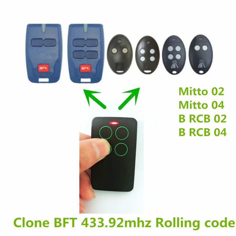 

1X Clone REMOTE CONTROL BFT D111904 RADIO ORIGINAL MITTO B RCB 2 CHANNELS 12V 433,92