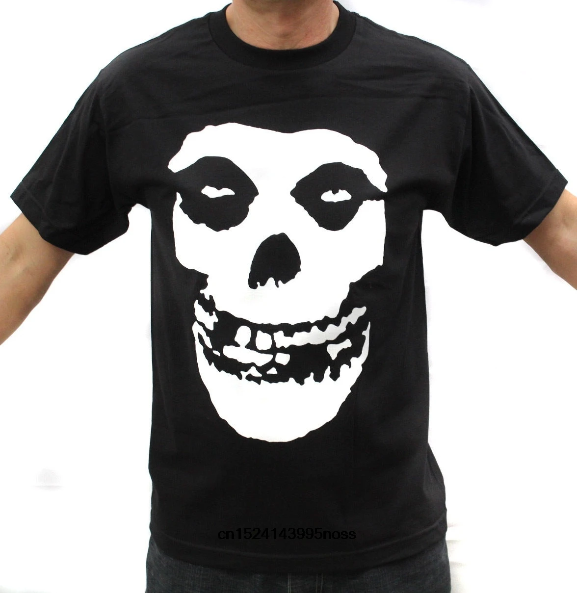 

Funny Men t shirt white t-shirt tshirts Black tee Misfits Punk Band White Logo On Back Graphic T-Shirts