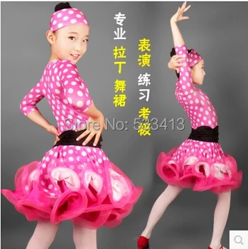 

Children Latin dance costume sexy Polka Dot Cute latin dance dress for child latin dance competition costume dress