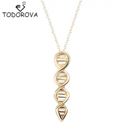 Тодорова 3D двойная спираль ДНК Цепочки и ожерелья Цвет серебристый, золотой ожерелье ДНК кулон биологического символ уникальный наука