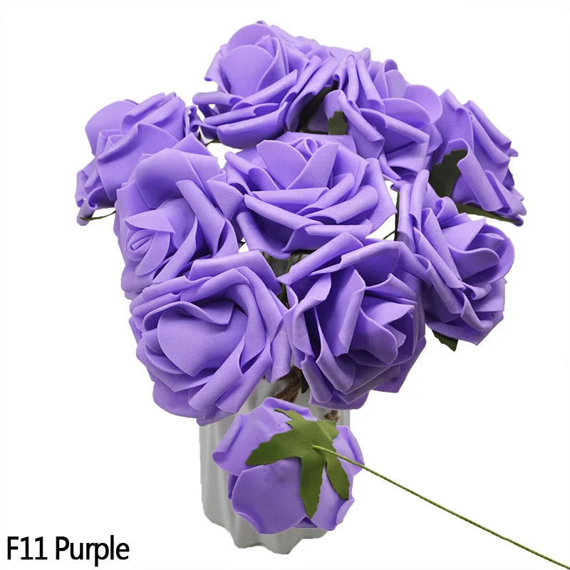 5 шт./лот 8 см Bigs ПЭ пена поддельные розы цветы голова для свадьбы украшения дома DIY Декоративные искусственные цветы венок белый - Цвет: Purple