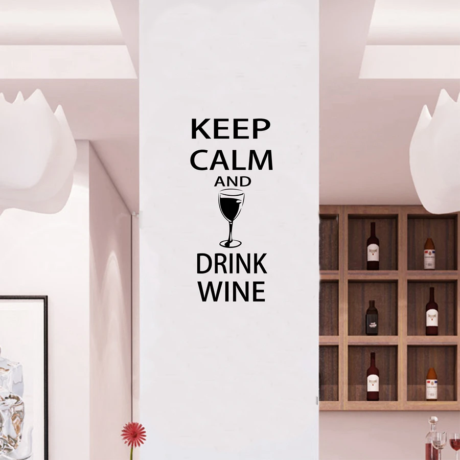 Wine Wall Decals Bar Wall Sticker-Keep Calm and Drink Wine-Funny Bar pub Art Decor