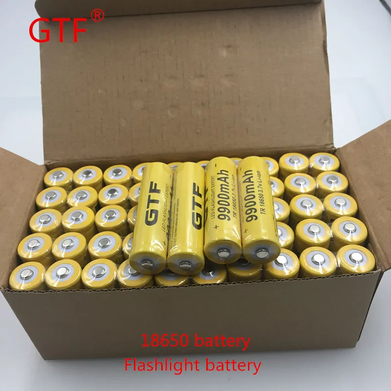 

New pattern Yellow Shell GTF 18650 3.7V 9900mAh Capacity Rechargeable Li-ion Battery for LED Flashlight Torch Battery