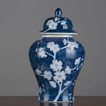 

Jingdezhen Ceramic Rich Blue And White Porcelain Flower Arrangement New Chinese ceramic Pot Living Room Ornaments porcelain jar