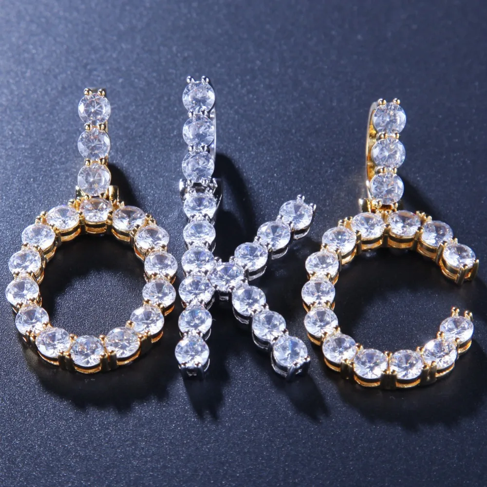 В стиле хип хоп Bling CZ камень кубического циркония блеск буквы алфавиты подвеска