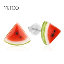 METOO, модные серьги в виде арбуза, канталупа, детские серьги с фруктами, керамические серьги ручной работы