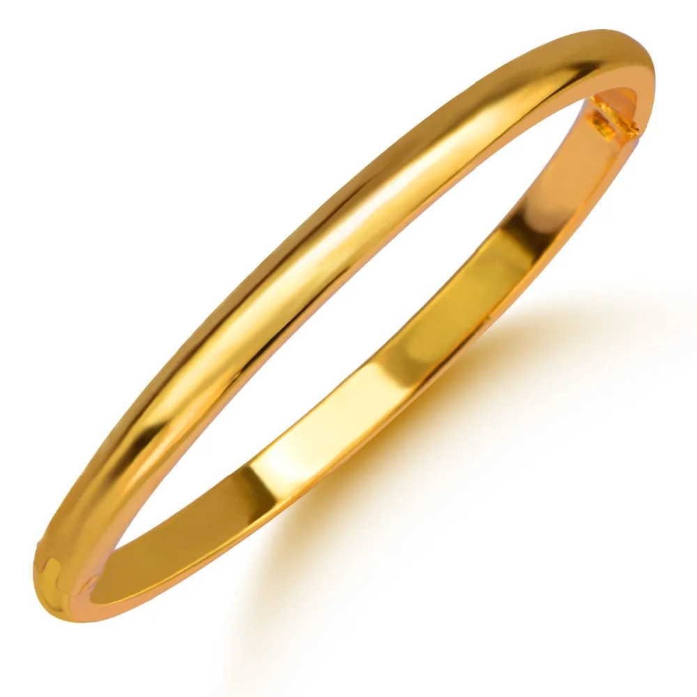 Gold Color Copper Round Bracelets Bangles Simple Style Bangle Fashion Jewelry Wholesale Men