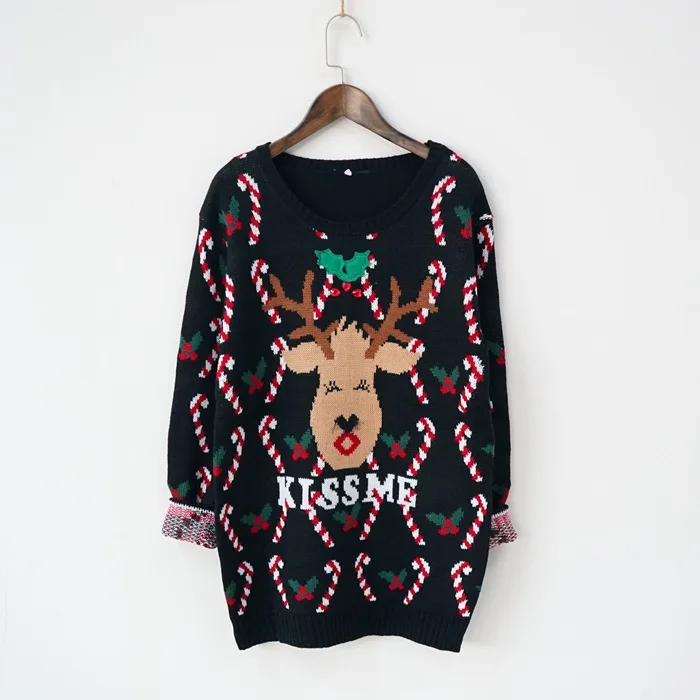 LADIES KNITTED RUDOLPH REINDEER XMAS WOMENS CHRISTMAS