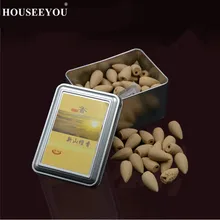 Коробка упакованная 80 шт. конусов для благовоний с обратным потоком натуральный аромат сандалового дерева рефлюкс благовония для чайного дома медитации цветной дым