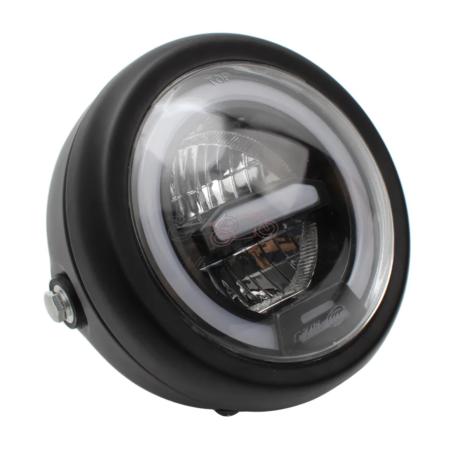 Cheap Chance for  Motorcycle Hi/Low Beam 7" White LED Headlamp Headlight+Amber Angel Light Universal All Motorcycle f