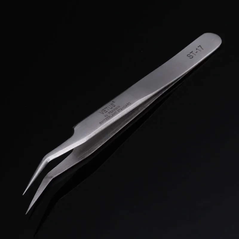 

VETUS ST-17 Electronics Industrial Tweezers Anti-static Curved Tip Precision Stainless Forceps Mible Phone Repair Hand Tools