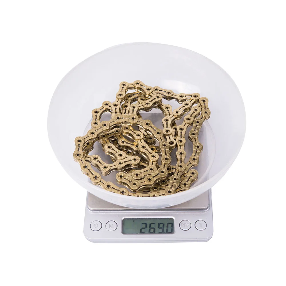 Cheap ZTTO Bicycle Parts MTB Road Bicycle 9 Speed Golden SLR Chain 9s 27s Bicycle Chain Ultralight Part Durable Gold 5