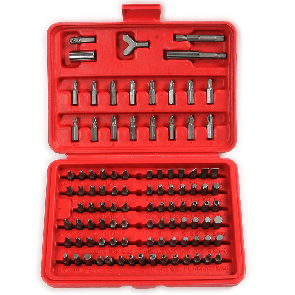 

Durable 100Pcs Chrome Vanadium Steel Magnetic Security Screwdriver Bit Torx Tamper Screws Hex Key Slotted Tri-Wing Phillips Set