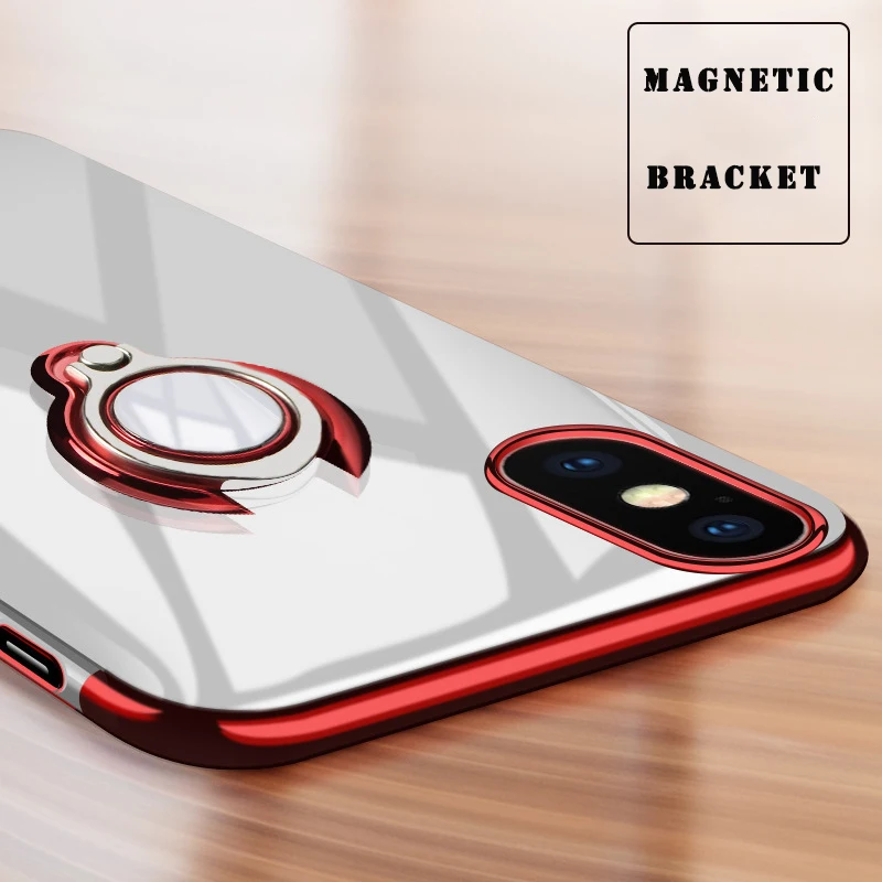 Goedkoop Luxe Magnetische Ring Stand Case Voor Iphone 6 6 s 7 8 Plus Volledige Cover Case Voor Iphone X XS XS MAX XR Plating Zachte Tpu Telefoon Case