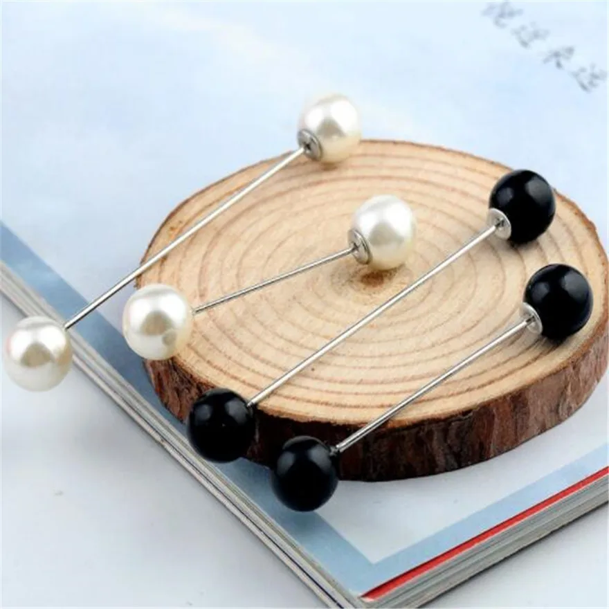 

WKOUD 1PC 2019 Practical Double Imitation Pearl Brooch Pin For Women Stick Scarf Lapel Pin Sweater Jewelry Fashion Accessories