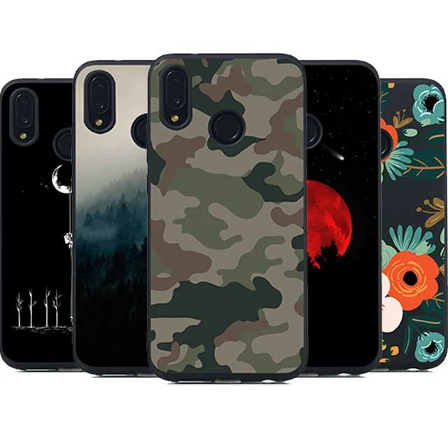 Best Offers Huawei P20 Lite case 5.84inch Huawei P20 Lite black silicone flower animal painted back cover for Huawei P20 Lite case soft TPU