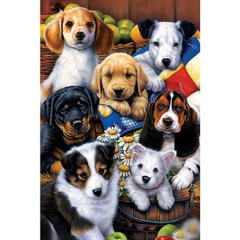 

Diamond Painting Family Dog Embroidery Full Round Diy Kit Needlework Rhinestone Cross Stitch Mosaic Picture KBL