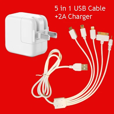 HF 10 в 1 USB зарядное устройство кабель для Ipone Ipad Android телефонов 1 м Typc C USB мульти зарядное устройство для samsung Универсальное USB зарядное устройство - Цвет: 2.1A5in1