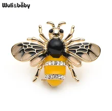 Wuli&baby Insect Bee Brooches Pines Metalicos Enamel Pins Metal Insect Brooche Banquet Broche Gift Hat Scarf Collar Cuff Pins