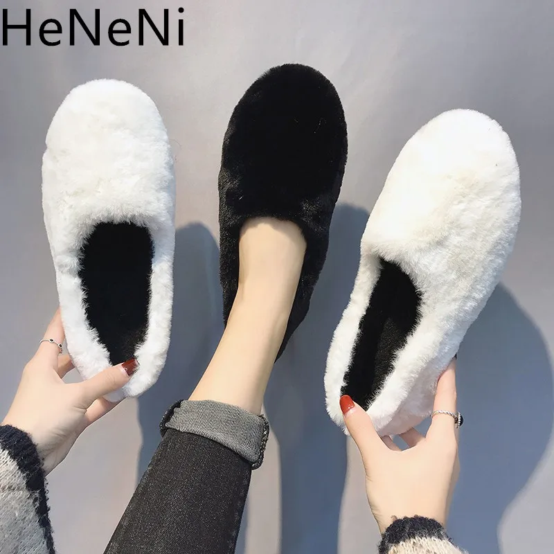 

Woman Fashion Shoes Fur 2019 new Autumn Winter Warm Cotton Padded Flats Snow boots Shoes Female Boots size 35-39