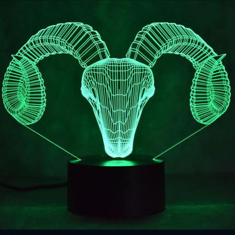 Новая голова козла 3d красочная светодиодная Ночная лампа умный дом Usb мощность