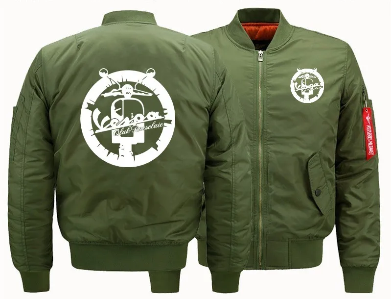 

Vespa vintage motorcycle Bomber Flight Flying Jacket Winter thicken Warm Zipper Men Jackets Anime Men's Casual Coat SIZE:S-5XL