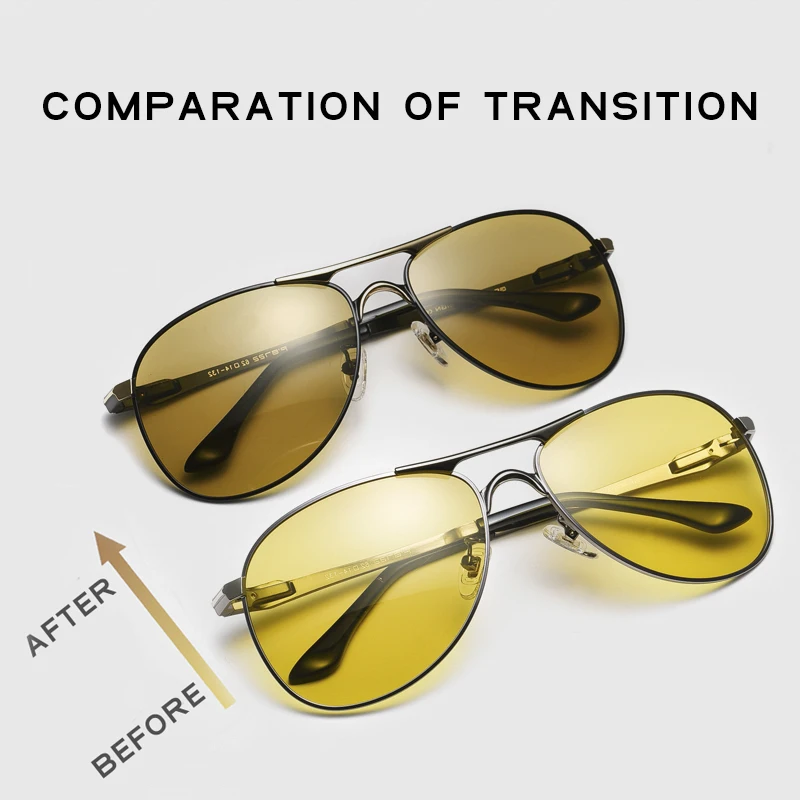 US $24.60 Caponi Pilot Mens Sun Glasses Polarized Day And Night Driving Photochromic Sunglasses Male Uv400 Vintage Alloy Eyewear Bsys8722