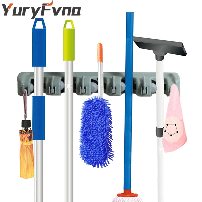 

YuryFvna Wall-Mounted Mop Broom Holder Rack Storage Hanger Garden Storage Tool Garage Storage Broom Organizer