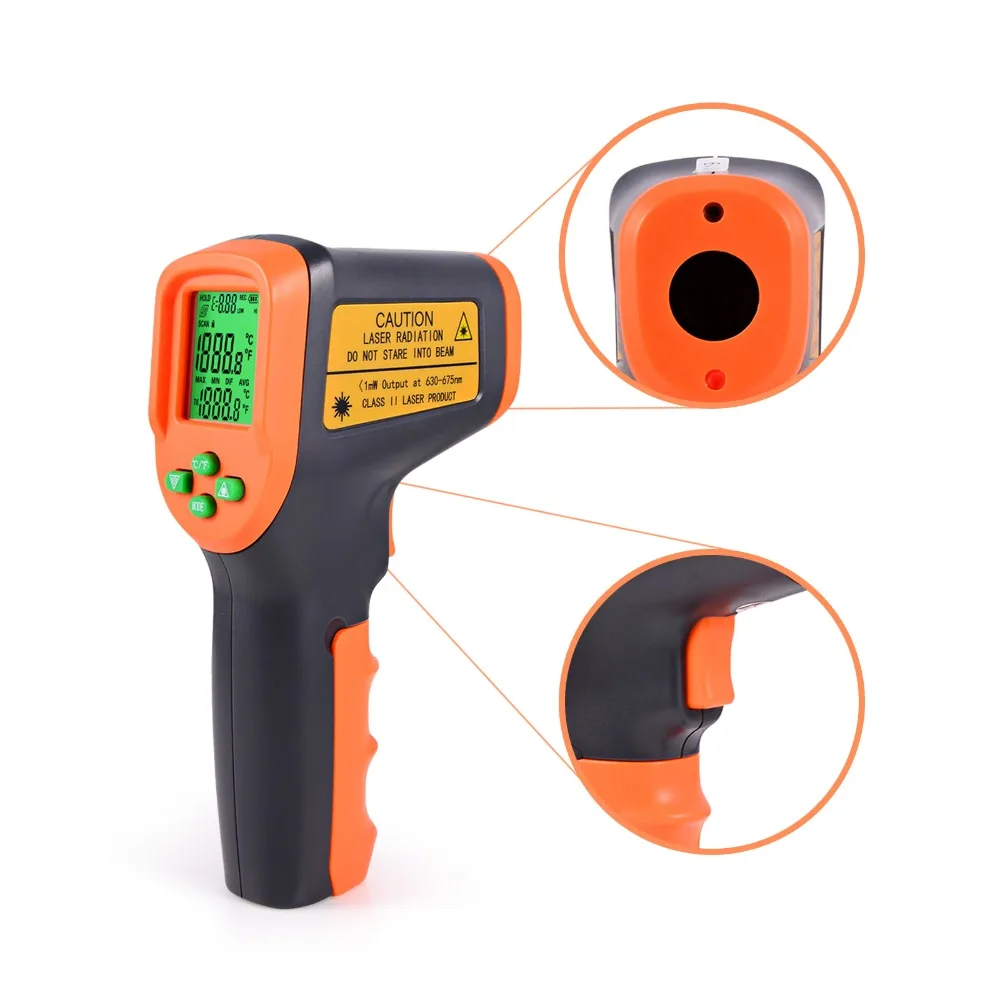 

EHDIS Laser LCD Digital IR Infrared Thermometer Non-Contact Surface Temperature Meter Gun -50~650 C Thermometer Pyrometer Imager