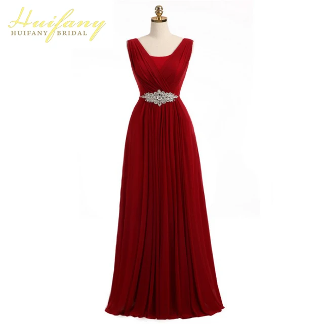 Burgundy Long Bridesmaid Dresses V Neck Rhinestone Beadings Dark Red Burgundy Long Bridesmaid Dresses V Neck Rhinestone Beadings Dark Red Wedding Guest A
