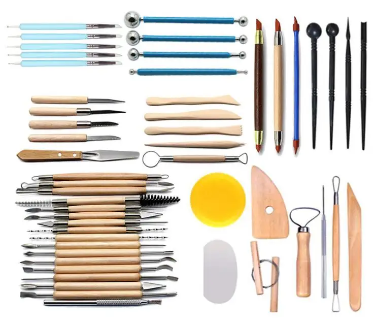 Online Artesanías herramientas de escultura de arcilla Juego de Herramientas de tallado de cerámica y amp cerámica mango de madera herramientas de modelado de arcilla