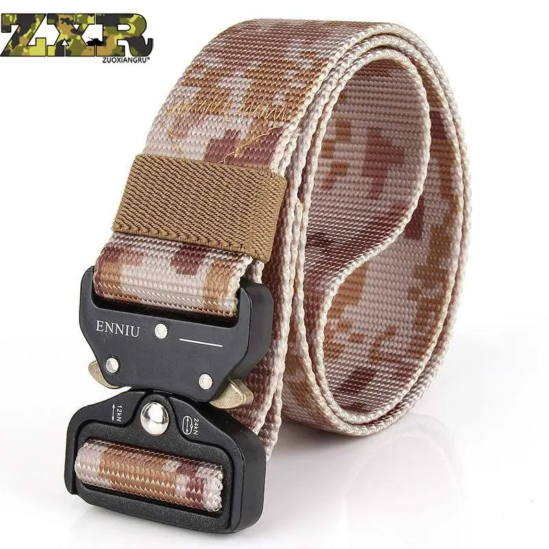 Men's Camouflage Canvas Belt Metal Insert Buckle Military Nylon Training Army Combat Belts For Men Top Quality Male Strap | Аксессуары