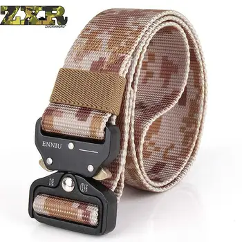 

Men's Camouflage Canvas Belt Metal Insert Buckle Military Nylon Training Belt Army Combat Belts For Men Top Quality Male Strap