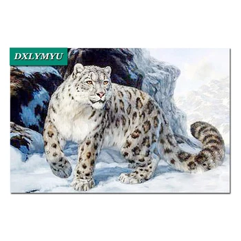 

5d diamond paiting diamond cross stitch rhinestone paintings Ferocious snow leopard square diamond mosaic home wall stickers