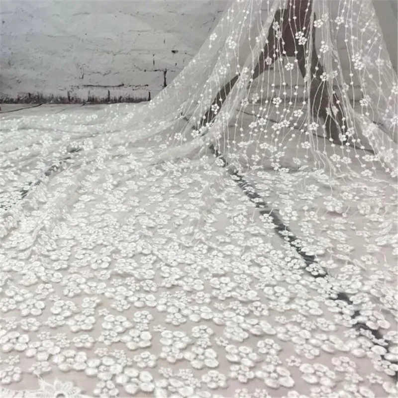 

3YardX 120cm Delicate Fancy 3Colors embroidery high-end dress women 's heavy production embroidery lace fabric LA163