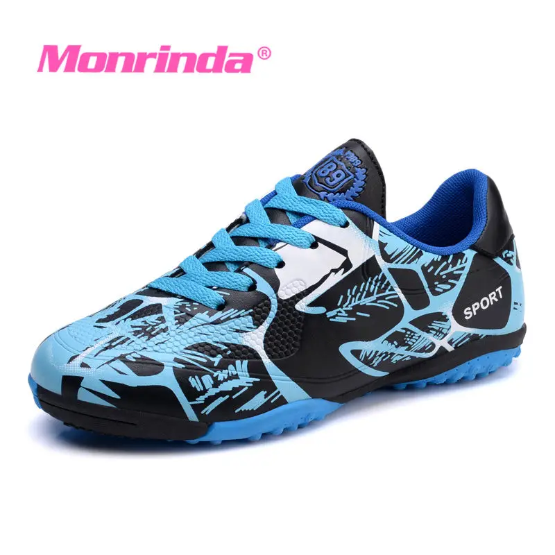 

Monrinda Men Soccer Shoes Cleats Football Shoes Long Spikes Kids Superfly Blue chuteira futebol Trainers Women Sport Sneakers 44