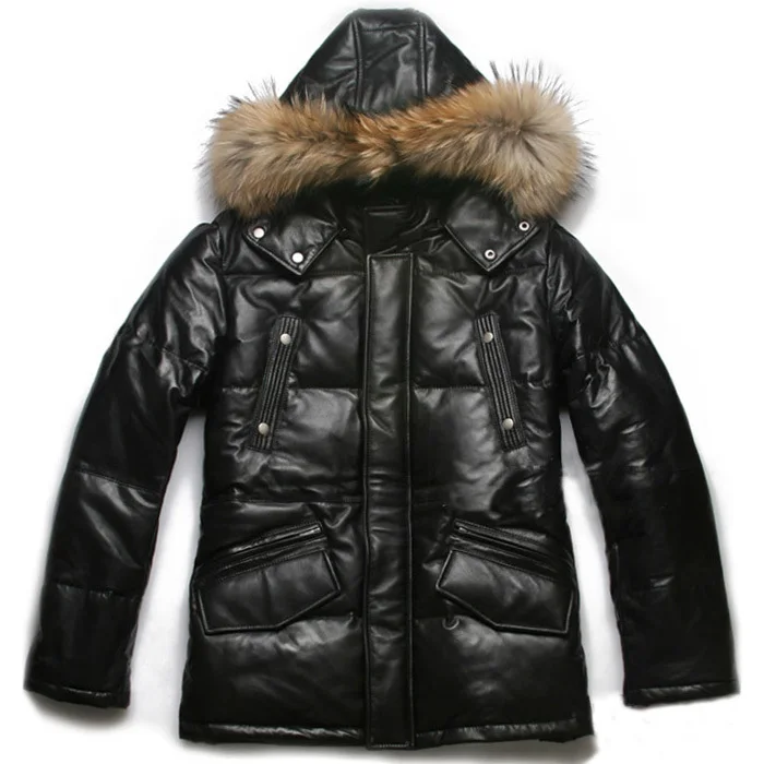 Avirex fly winter hooded leather down 