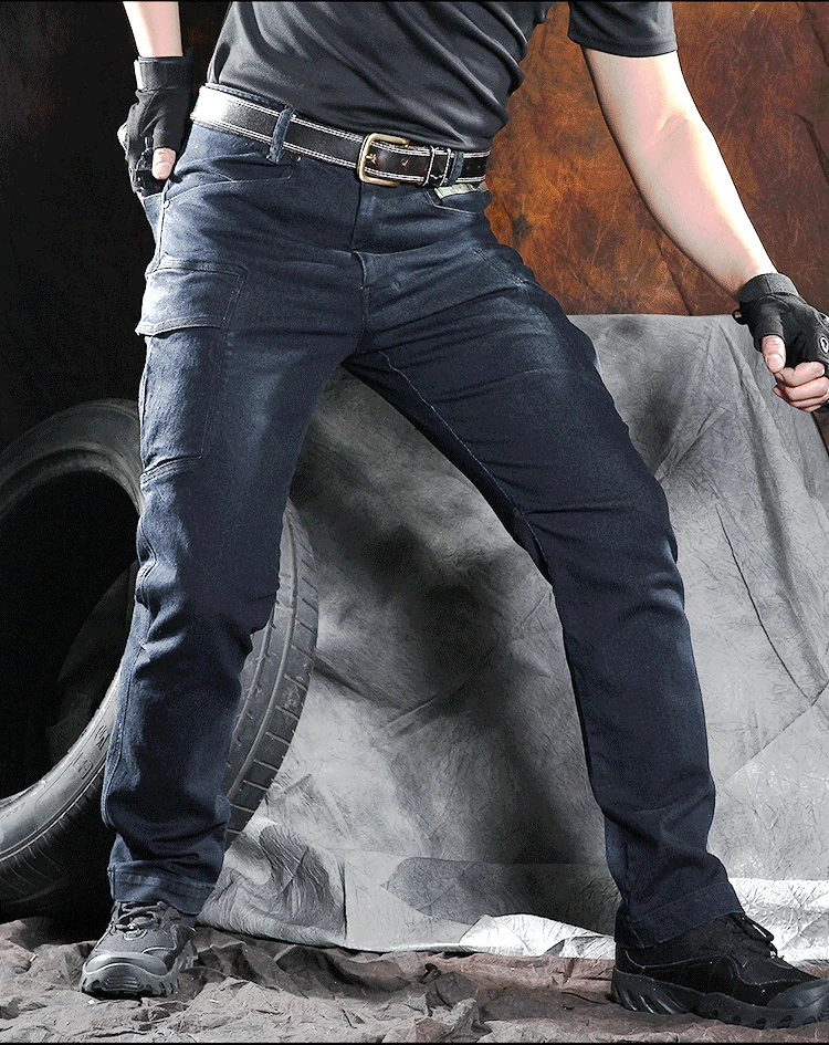 Джинсы мужские тактические джинсы джинсовые брюки эластичные брюки удобные полная длина Мульти Карманы Пригородные износостойкие