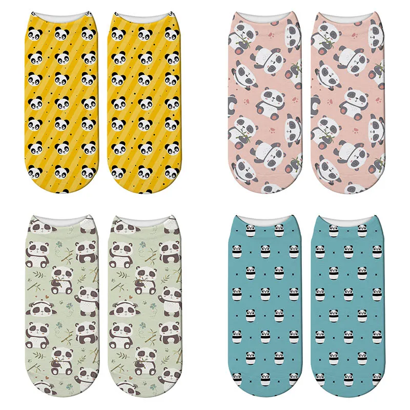 Горячая Распродажа, милые носки с расцветкой «панда», веселая 3D-печать, носки для женщин, Harajuku, Panda, длина по щиколотку, хлопок, мягкие, повседневные носки