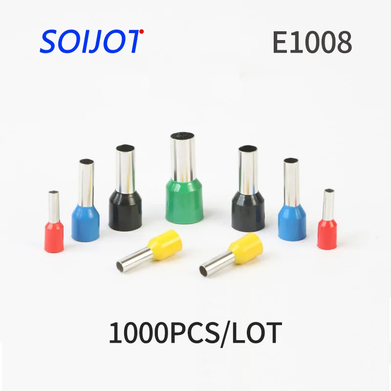 

1000pcs E1008 Tubular Wire Cold Pressure Connector Electrical Terminals Cable Crimps Wire Ferrules For 1.0mm2, 18 AWG Pin End